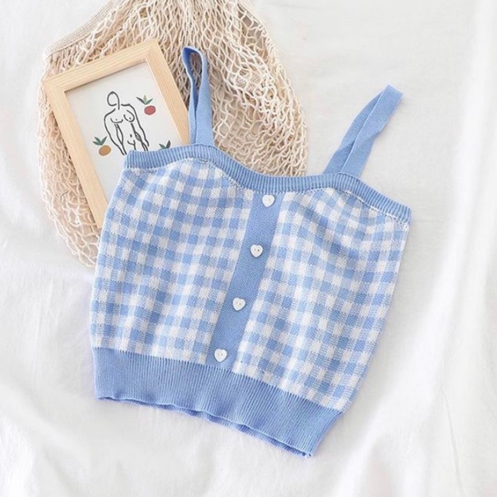 Blue Plaid Camisole Top